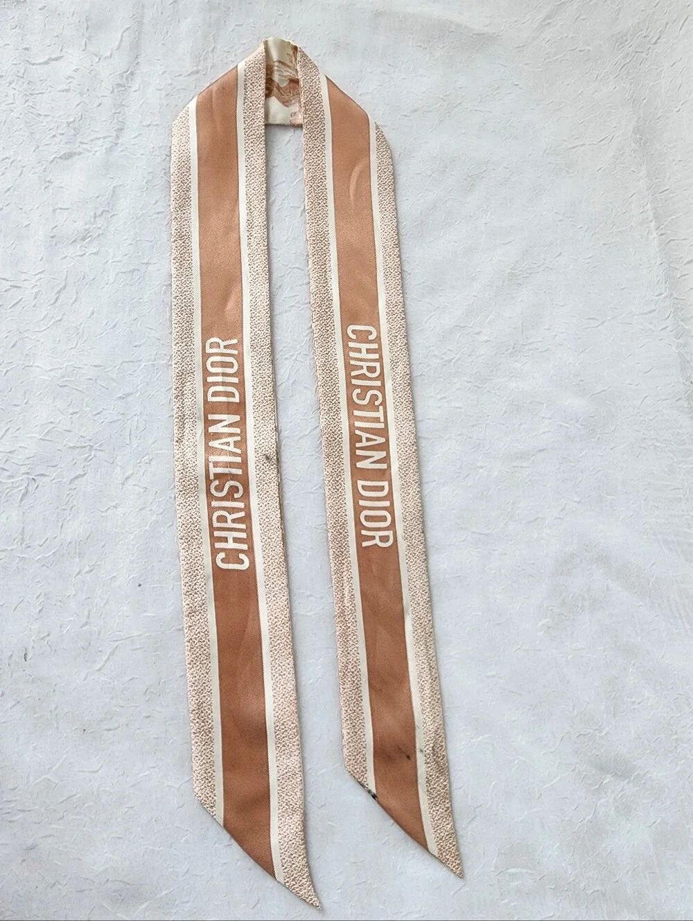 Dior Tan & Cream Silk Bag Scarf